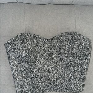 Black and White Textured Bustier Top